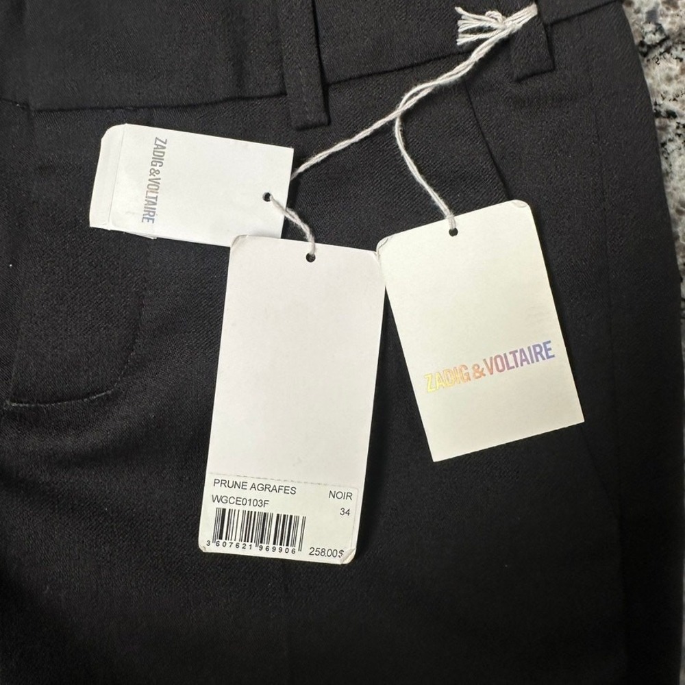 ZADIG & VOLTAIRE Prune Agrafes Trouser Pants Metal Staples Accent Black Sz 34/2 - Picture 5 of 7